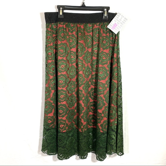 LuLaRoe Lola Skirt Midi Elastic Waist Green Sz M